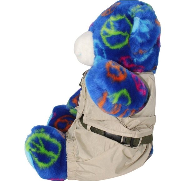 Build a Bear BAB Blue Peace Sign w/Safari Outfit Soft Plush Stuffed Animal Toy - Picture 2 of 4